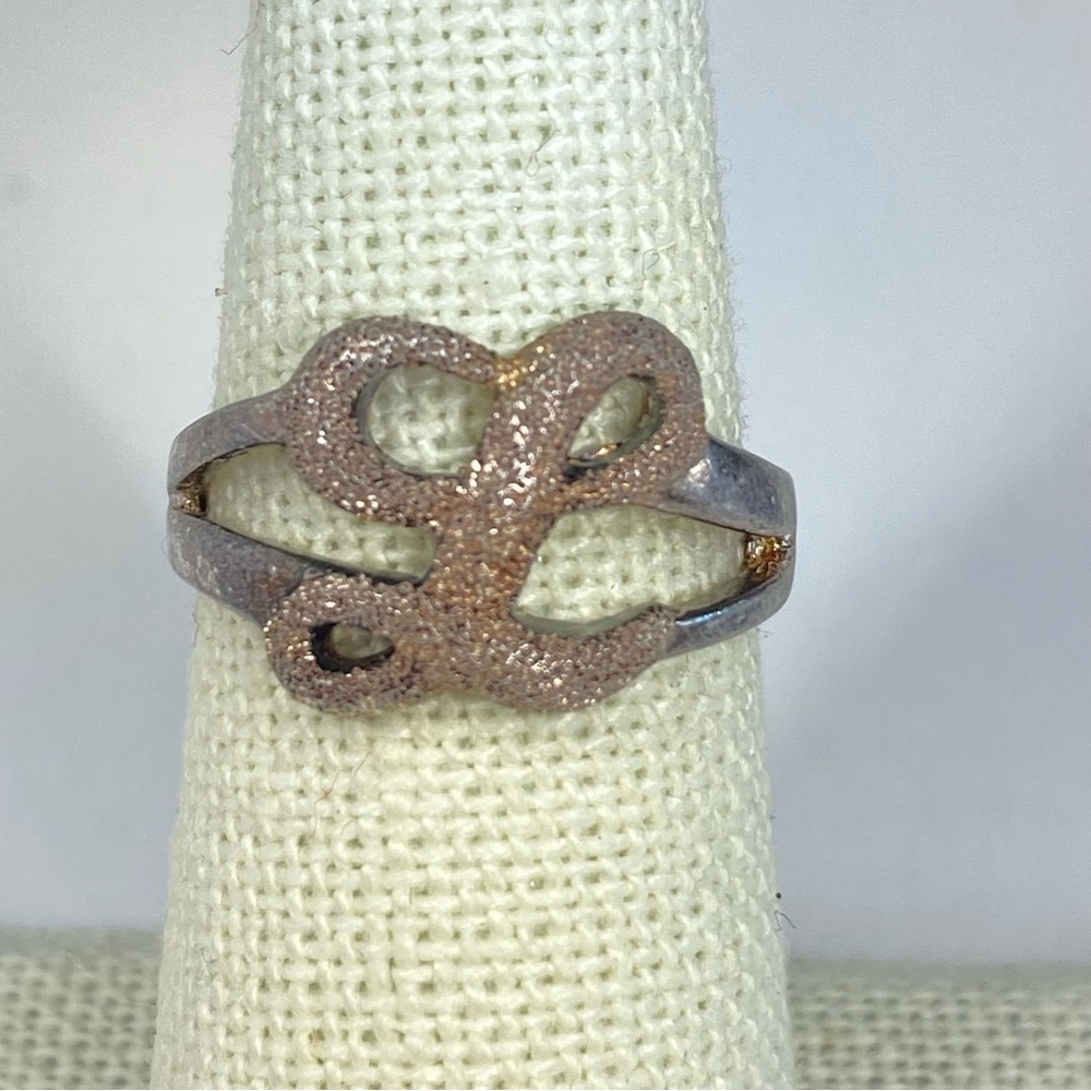 Sterling Silver 925LT‎ Vintage Retro Thailand Textured Initial "L" Split Ring